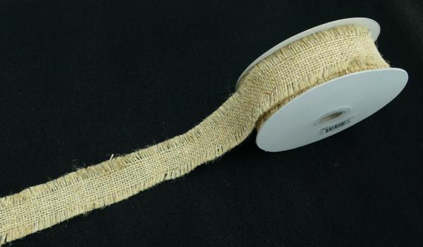 Burlap |   1.5 Inch Natural Burlap Ribbon With Gold Glitter And Frayed Edges – Not Wired, 10 Yards (Lot Of 1 Spool) Burlap Burlap