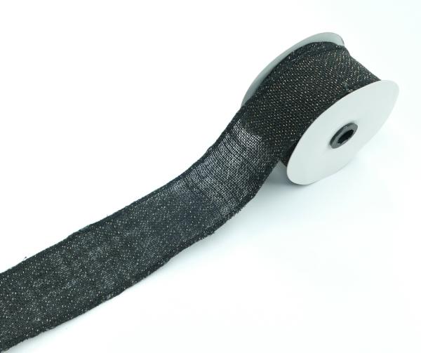 Burlap |   2.5 Inch Black Burlap Ribbon With Gold Glitter And Wired Edges, 10 Yards (Lot Of 1 Spool) Burlap Burlap