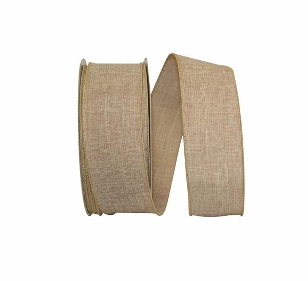 Burlap |   2.5 Inch Natural Everyday Value Linen Ribbon With Wired Edges, 50 Yards Spool (1 Spool) Burlap Burlap