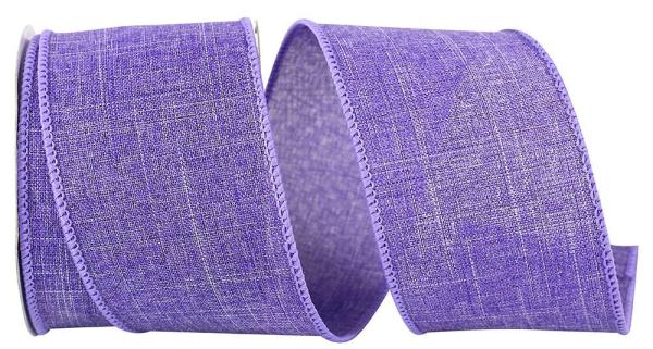 Burlap |   2.5 Inch Purple Linen Wired Edge Ribbon, Purple, 10 Yard Spool (1 Spool) Burlap Burlap