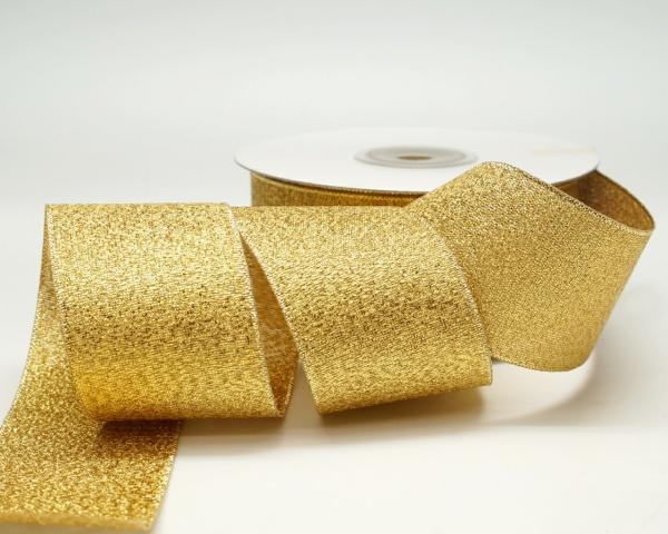 Not Wired |   1.5 Inch Gold Double Faced Metallic Ribbon, 1-1/2 Inch X 25 Yards (1 Spool) Not Wired Not Wired