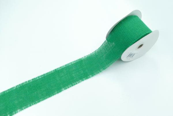 Not Wired |   2.5 Inch Emerald Burlap Ribbon With Frayed Edges – Not Wired, 10 Yards (Lot Of 1 Spool) Not Wired Not Wired