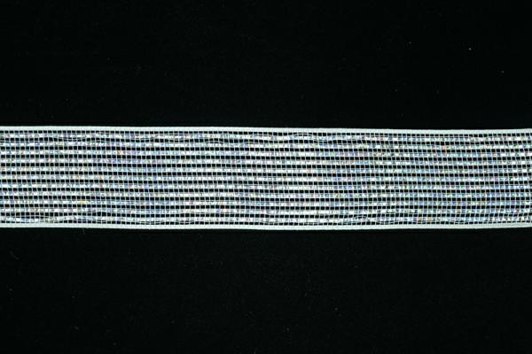 Not Wired |   2.5 Inch White Mesh Metallic Foil Ribbon, 2.5 Inch X 25 Yards (Lot Of 25 Yards) Not Wired Not Wired