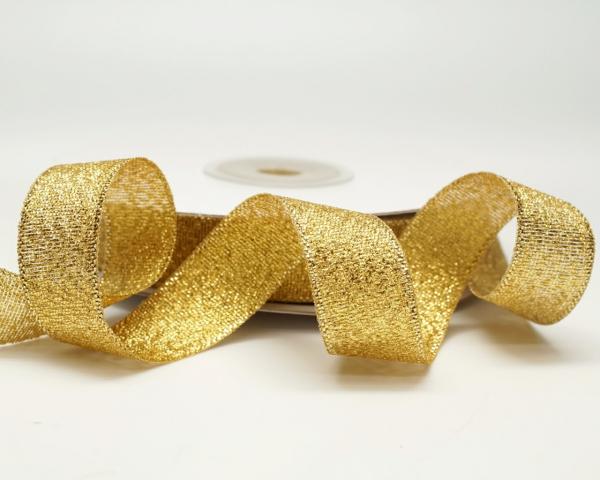 Not Wired |   .625 Inch Gold Double Faced Metallic Ribbon, 5/8 Inch X 25 Yards (1 Spool) Not Wired Not Wired