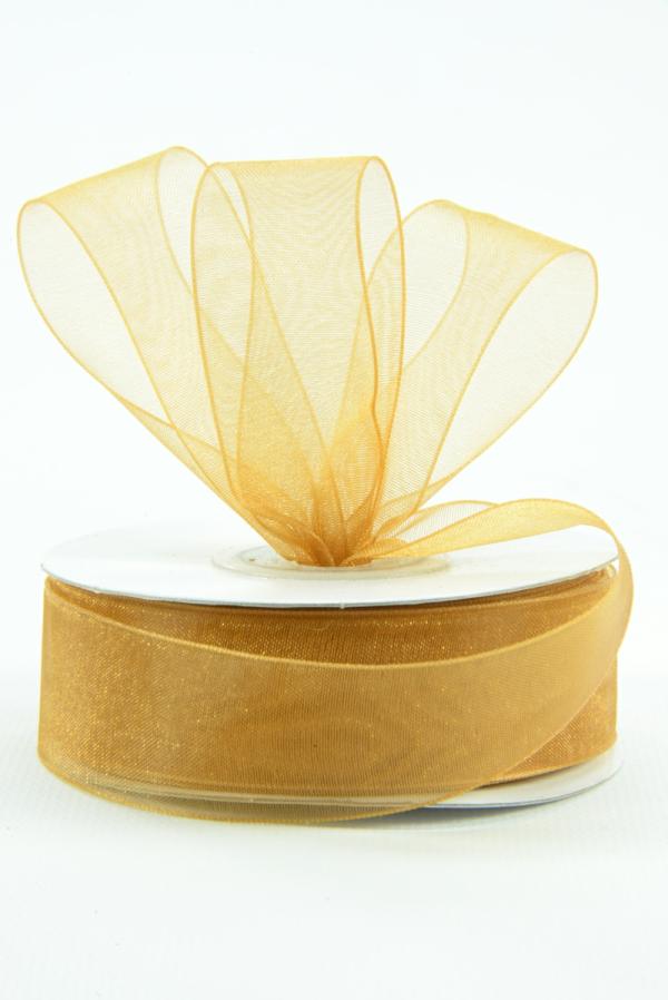 Organza Ribbon |   Organza Ribbon , Old Gold, 7/8 Inch X 25 Yards (1 Spool) Organza Ribbon Organza Ribbon