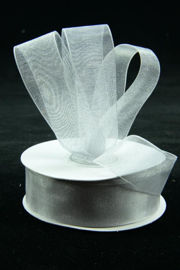 Organza Ribbon |   Organza Ribbon , Silver, 7/8 Inch X 25 Yards (1 Spool) Organza Ribbon Organza Ribbon