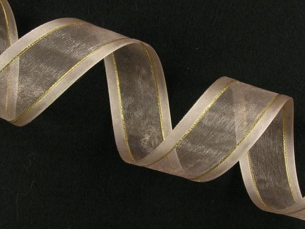 Organza Ribbon With Satin Edges And Gold Stripes |   Organza Ribbon With Satin Edge And Gold Stripe , Toffee, 1-1/2 Inch X 25 Yards (1 Spool) Organza Ribbon With Satin Edges And Gold Stripes Organza Ribbon With Satin Edges And Gold Stripes