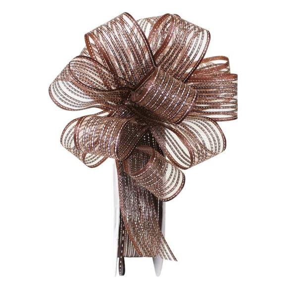 Pull Bow Ribbon |   Pull Bow Ribbon, Brown / Silver, 1" X 25 Yards (1 Spool) Pull Bow Ribbon Pull Bow Ribbon