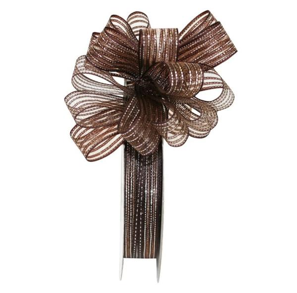 Pull Bow Ribbon |   Pull Bow Ribbon, Brown Silver, 5/8" X 25 Yards (1 Spool) Pull Bow Ribbon Pull Bow Ribbon