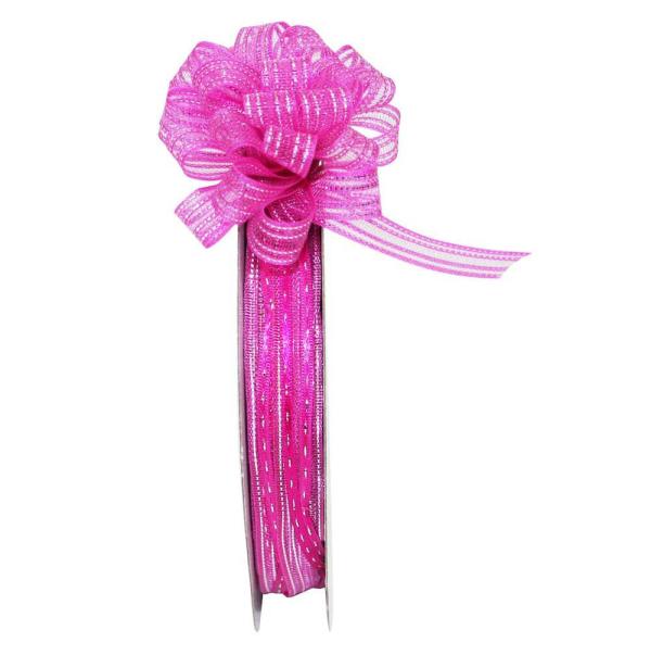 Pull Bow Ribbon |   Pull Bow Ribbon, Fuchsia / Silver, 3/8" X 25 Yards (1 Spool) Pull Bow Ribbon Pull Bow Ribbon