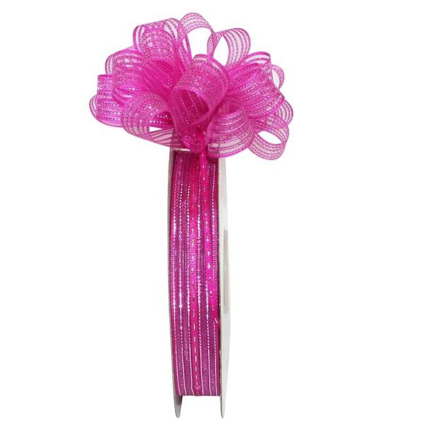 Pull Bow Ribbon |   Pull Bow Ribbon, Fuchsia Silver, 5/8" X 25 Yards (1 Spool) Pull Bow Ribbon Pull Bow Ribbon