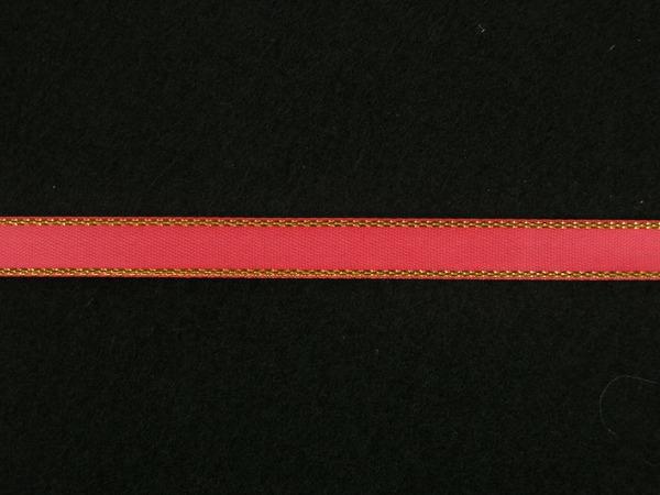 Satin Ribbon With Metallic Edge |   Double Face Satin Ribbon With Gold Edge, Coral, 1/4 Inch X 50 Yards (1 Spool) Ribbon Satin Ribbon With Metallic Edge