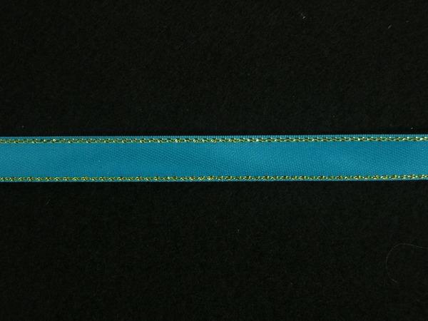 Satin Ribbon With Metallic Edge |   Double Face Satin Ribbon With Gold Edge, Turquoise, 1/4 Inch X 50 Yards (1 Spool) Ribbon Satin Ribbon With Metallic Edge