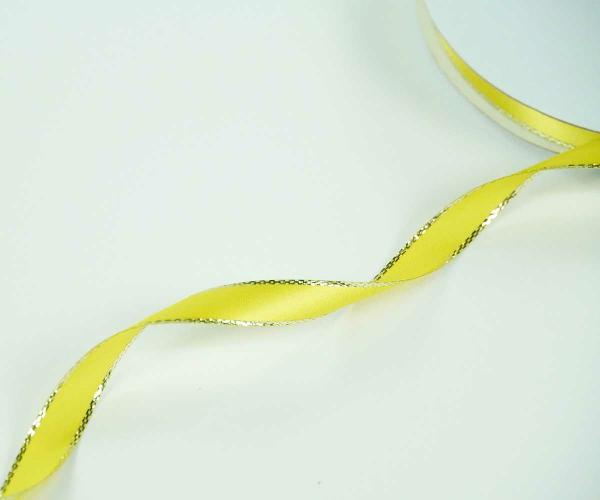 Satin Ribbon With Metallic Edge |   Double Face Satin Ribbon With Silver Edge, Yellow, 3/8 Inch X 50 Yards (1 Spool) Ribbon Satin Ribbon With Metallic Edge