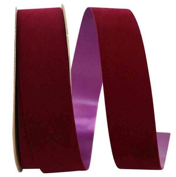 Velvet Ribbon |   1.375 Inch Burgundy Velvet Outdoor Ribbon, 25 Yard Spool (1 Spool) Ribbon Velvet Ribbon