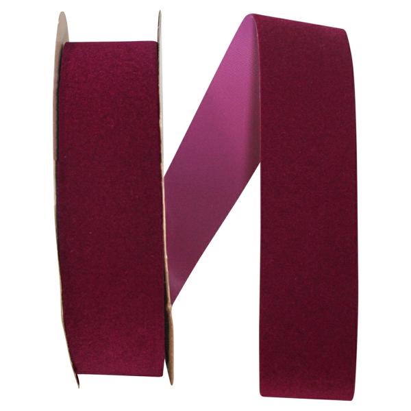 Velvet Ribbon |   1.375 Inch Burgundy Velvet Outdoor Ribbon, 25 Yards Spool (1 Spool) Ribbon Velvet Ribbon