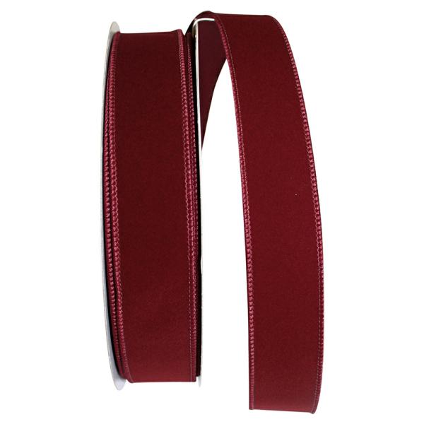 Velvet Ribbon |   1.5 Inch Burgundy Velvet Wired Ribbon With Burgundy Edges, 50 Yard Spool (1 Spool) Ribbon Velvet Ribbon