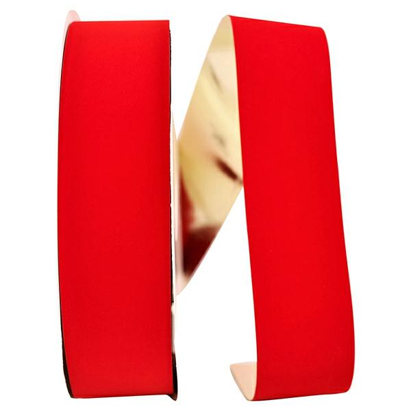 Velvet Ribbon |   2.5 Inch Outdoor Medium Red Velvet Ribbon, Gold Metallic Back, 100 Yard Spool (1 Spool) Ribbon Velvet Ribbon