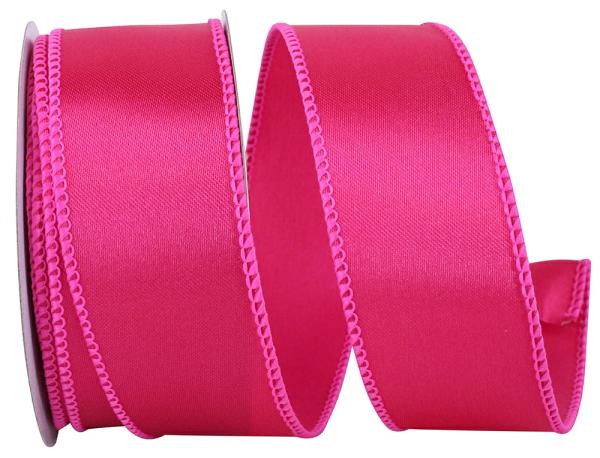 Wired Ribbon |   1.5 Inch Fuchsia Satin Ribbon With Wired Edges, 10 Yard Spool (1 Spool) Ribbon Wired Ribbon