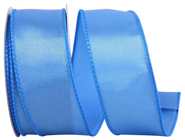 Wired Ribbon |   1.5 Inch Lt. Blue Satin Ribbon With Wired Edges, 10 Yard Spool (1 Spool) Ribbon Wired Ribbon