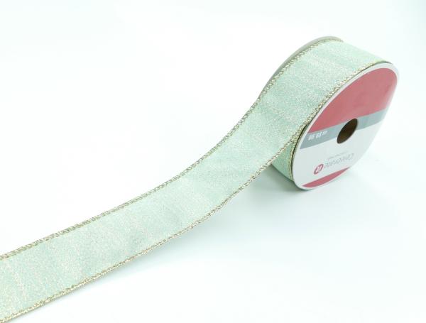 Wired Ribbon |   1.5 Inch Mint Wired Ribbon With Gold Threads And Edges, Great For Christmas And Easter, 25 Feet Per Spool (Lot Of 1 Spool) Ribbon Wired Ribbon