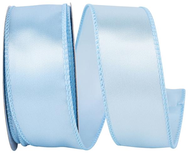 Wired Ribbon |   1.5 Inch Pale Blue Satin Ribbon With Wired Edges, 10 Yard Spool (1 Spool) Ribbon Wired Ribbon