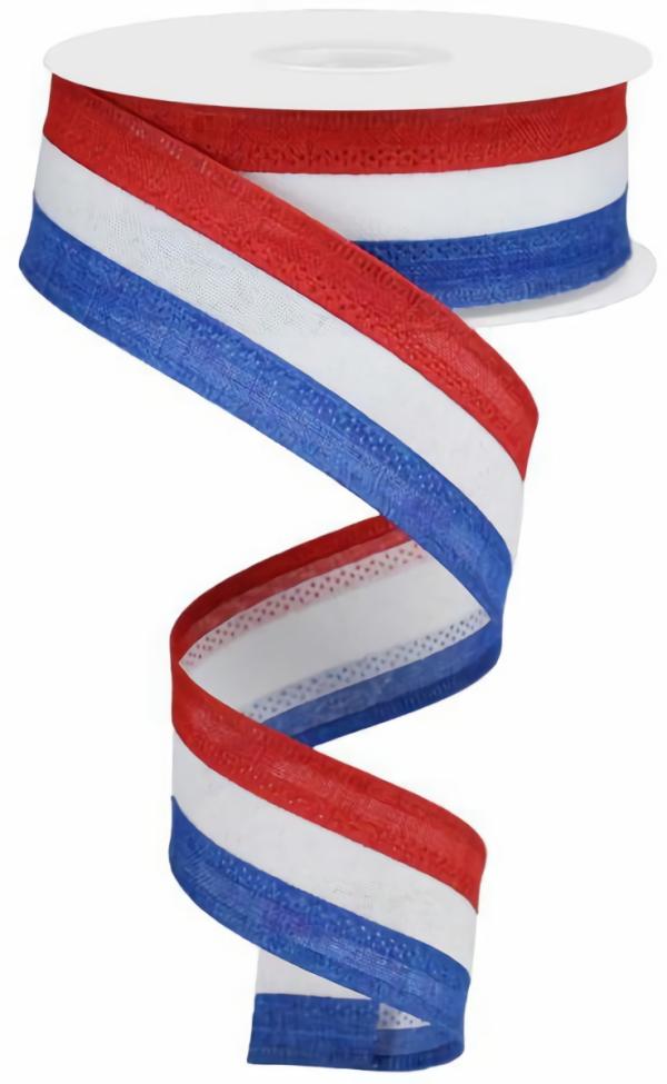 Wired Ribbon |   1.5 Inch Patriotic Wired Ribbon With Red, White & Blue Stripe, 10 Yards Per Spool ( Lot Of 1 Spool) Ribbon Wired Ribbon