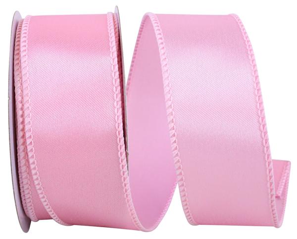 Wired Ribbon |   1.5 Inch Pink Satin Ribbon With Wired Edges, 10 Yard Spool (1 Spool) Ribbon Wired Ribbon