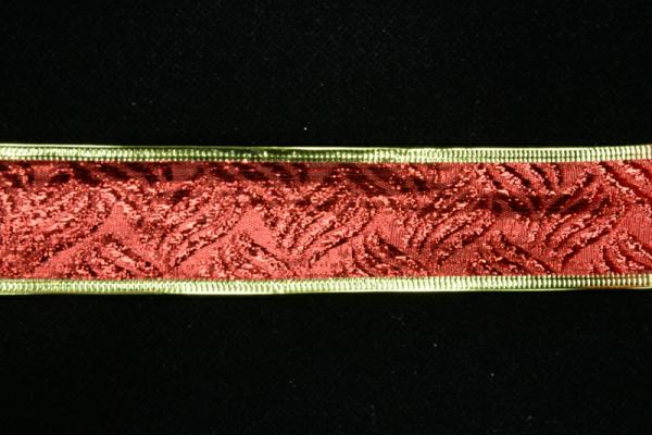 Wired Ribbon |   1.5 Inch Red Wired Christmas Ribbon, Metallic Red Embossed Basket Weave Pattern, 25 Yds (Lot Of 1 Spool) Ribbon Wired Ribbon