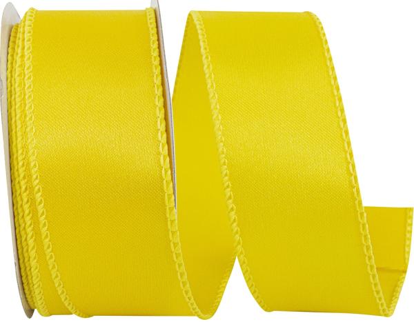 Wired Ribbon |   1.5 Inch Yellow Satin Ribbon With Wired Edges, 10 Yard Spool (1 Spool) Ribbon Wired Ribbon