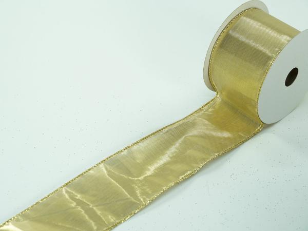 Wired Ribbon |   2.5 Inch Gold Wired Christmas Ribbon W/ Gold Edges – Solid Shiny Gold, 2.5 Inch X 10 Yards (Lot Of 1 Spool) Ribbon Wired Ribbon