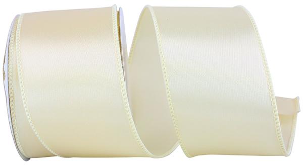 Wired Ribbon |   2.5 Inch Ivory Satin Ribbon With Ivory Wired Edges, 10 Yard Spool (1 Spool) Ribbon Wired Ribbon