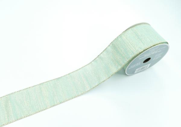 Wired Ribbon |   2.5 Inch Mint Wired Ribbon With Gold Threads And Edges, Great For Christmas And Easter, 25 Feet Per Spool (Lot Of 1 Spool) Ribbon Wired Ribbon