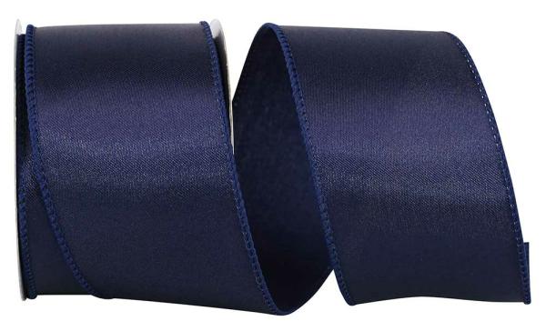 Wired Ribbon |   2.5 Inch Navy Satin Ribbon With Wired Edges, 10 Yard Spool (1 Spool) Ribbon Wired Ribbon