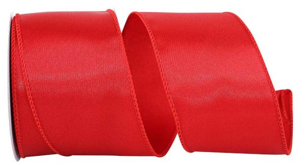 Wired Ribbon |   2.5 Inch Red Satin Ribbon With Wired Edges, 10 Yard Spool (1 Spool) Ribbon Wired Ribbon