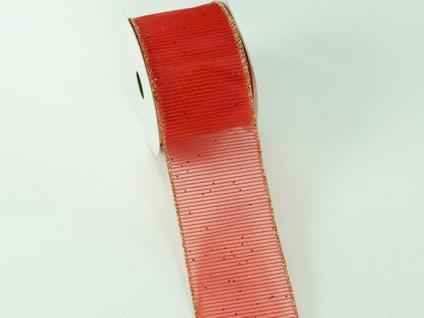 Wired Ribbon |   2.5 Inch Red Wired Christmas Ribbon W/ Gold Edges – Red / Metallic Red Christmas Pattern, 2.5 Inch X 10 Yards (Lot Of 1 Spool) Ribbon Wired Ribbon