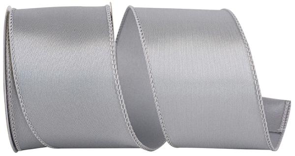 Wired Ribbon |   2.5 Inch Silver Satin Ribbon With Wired Edges, 10 Yard Spool (1 Spool) Ribbon Wired Ribbon