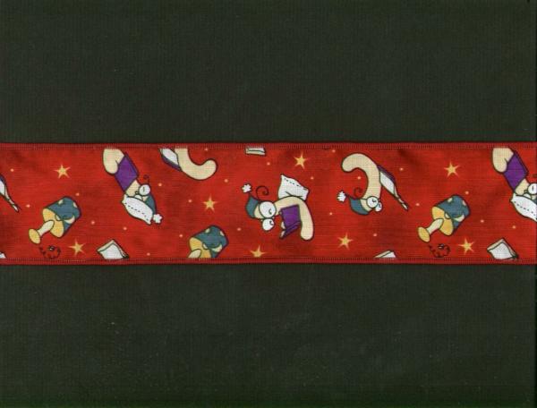 Wired Ribbon |   2.5 Inch Wired Everyday Ribbon, Red Bookworm (3 Yards) Ribbon Wired Ribbon