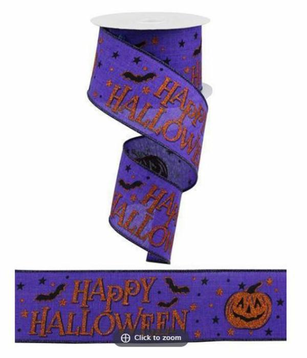 Wired Ribbon |   2.5 Inch Wired Halloween Ribbon, Purple Multi, 2.5 Inch (10 Yards) Ribbon Wired Ribbon