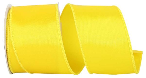 Wired Ribbon |   2.5 Inch Yellow Satin Ribbon With Yellow Wired Edges, 10 Yard Spool (1 Spool) Ribbon Wired Ribbon