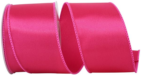 Wired Ribbon |   2.5 Inch Fuchsia Satin Ribbon With Wired Edges, 10 Yard Spool (1 Spool) Ribbon Wired Ribbon