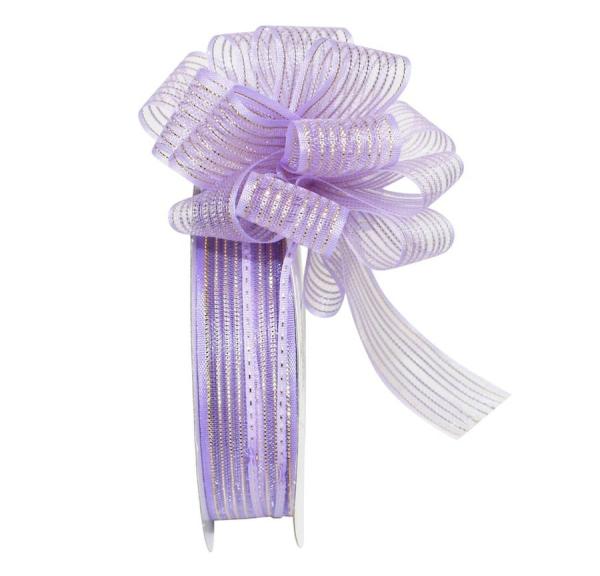 Pull Bow Ribbon |   Pull Bow Ribbon, Lavender / Gold, 1" X 25 Yards (1 Spool) Pull Bow Ribbon Pull Bow Ribbon