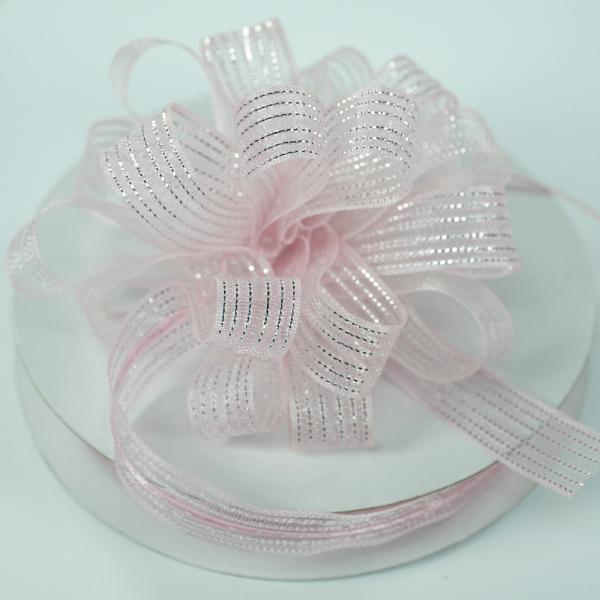 Pull Bow Ribbon |   Pull Bow Ribbon, Pink Silver, 5/8" X 25 Yards (1 Spool) Pull Bow Ribbon Pull Bow Ribbon