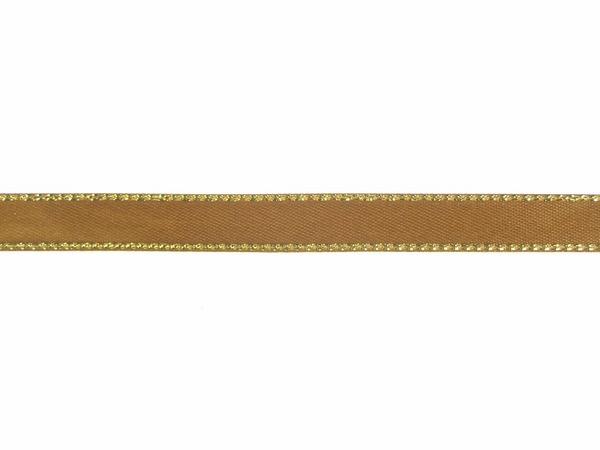 Satin Ribbon With Metallic Edge |   Double Face Satin Ribbon With Gold Edge, Brown, 1/4 Inch X 50 Yards (1 Spool) Ribbon Satin Ribbon With Metallic Edge