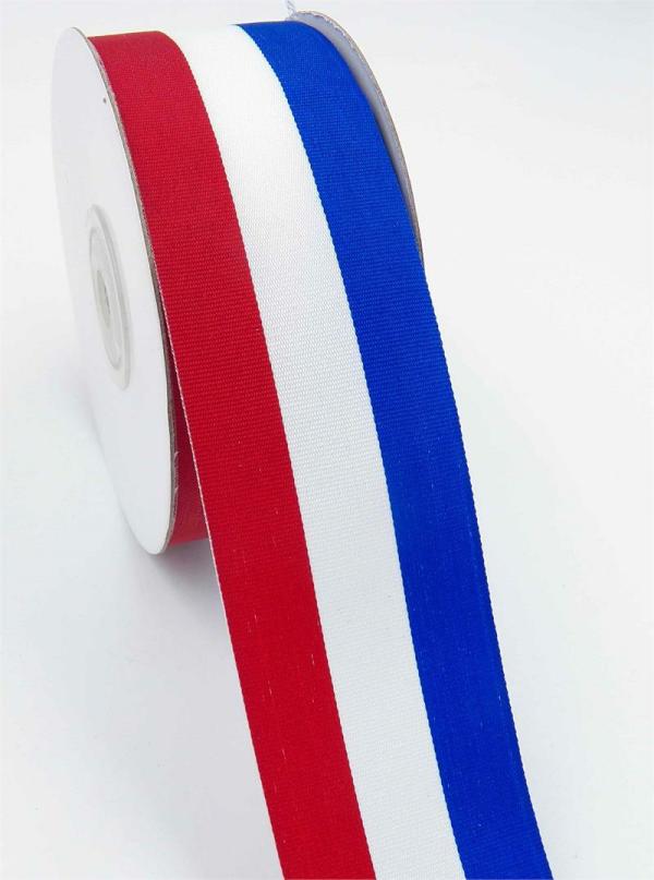 Not Wired |   Red/White/Royal Grosgrain 1 ½ X 25 Yds., (1 Spool) Not Wired Not Wired